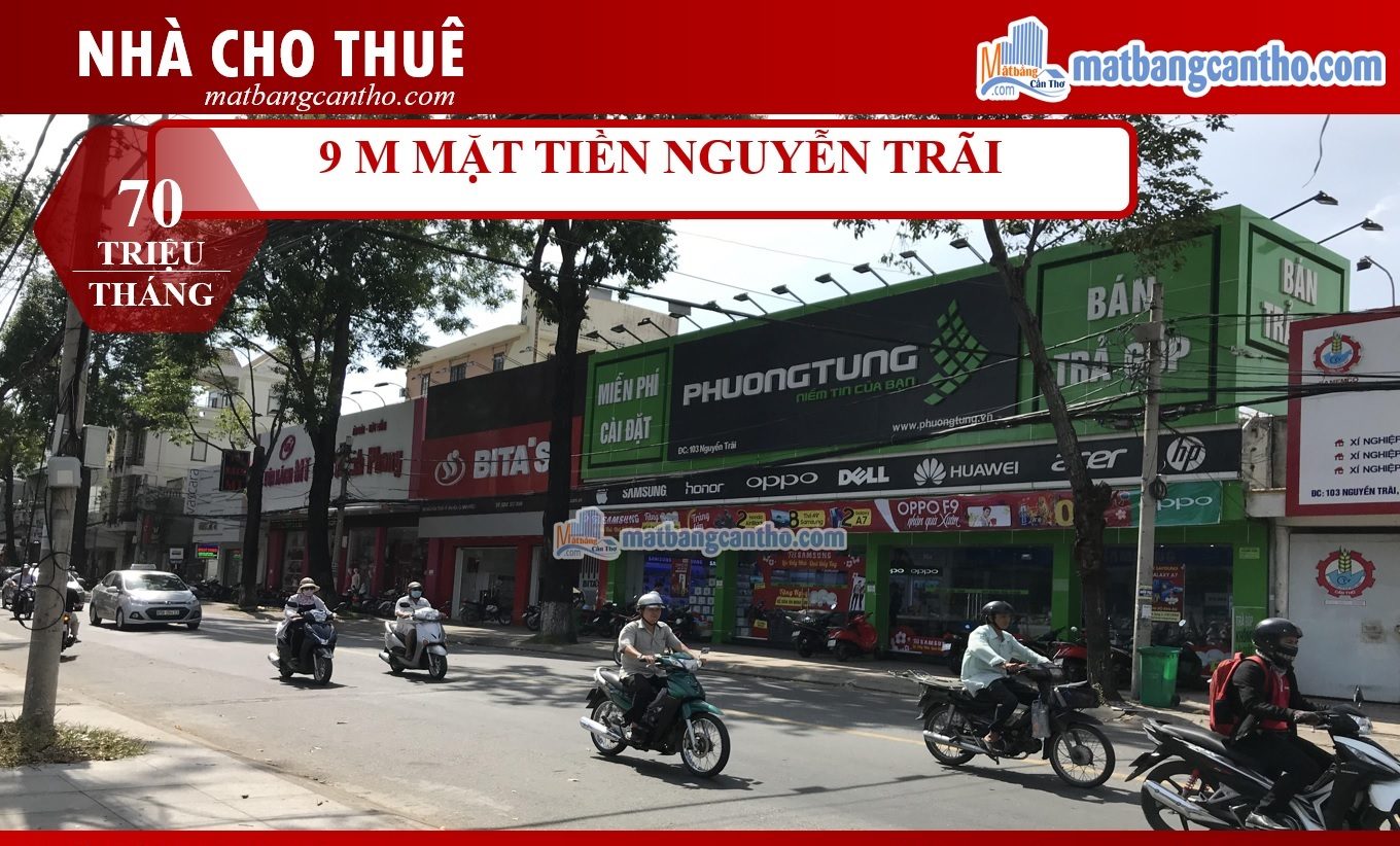 CHO THUÊ NHÀ 9M MẶT TIỀN ĐƯỜNG NGUYỄN TRÃI