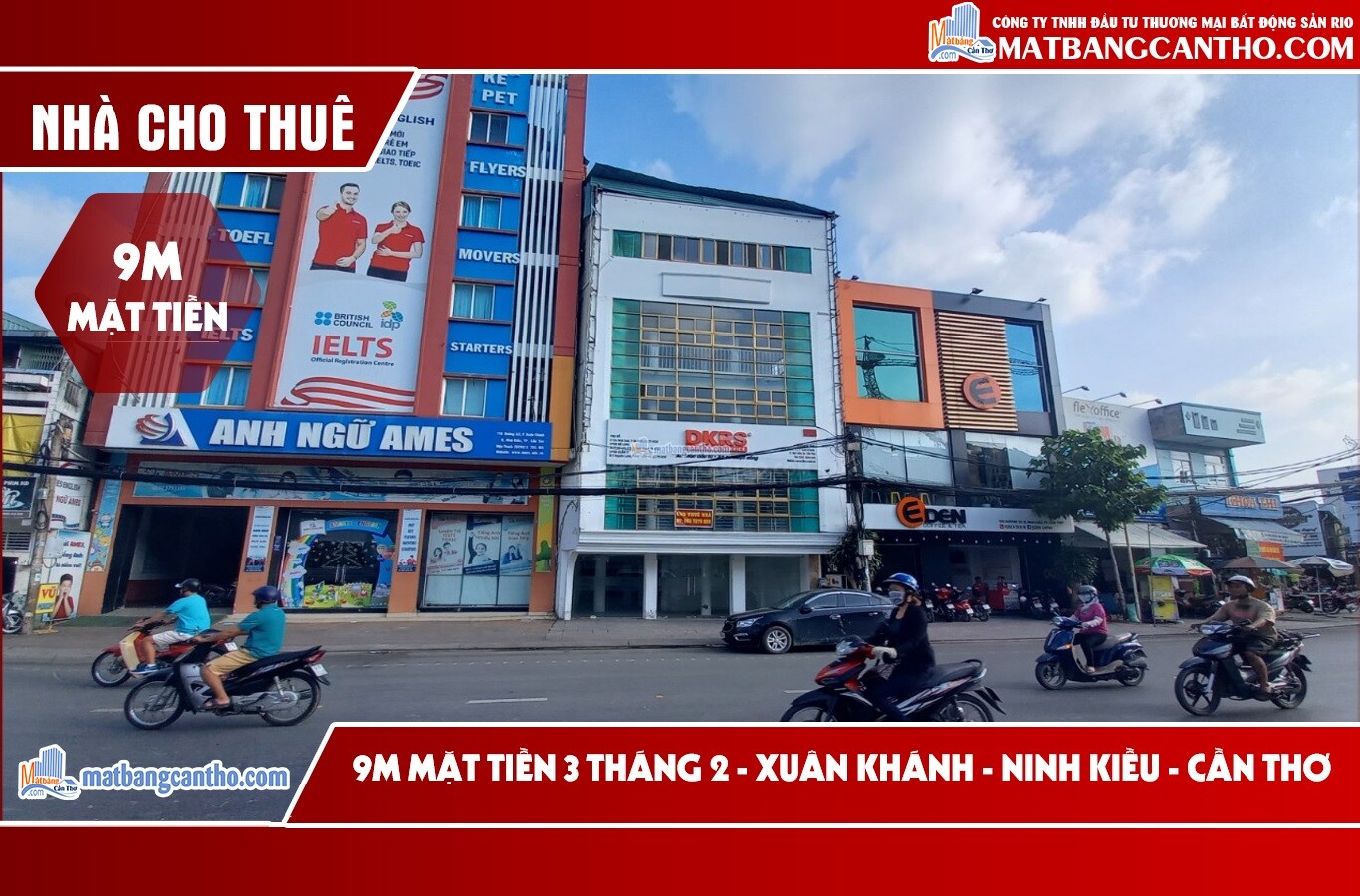 CHO THUÊ NHÀ 9M MẶT TIỀN 3/2 NGANG CỔNG B ĐẠI HỌC CẦN THƠ