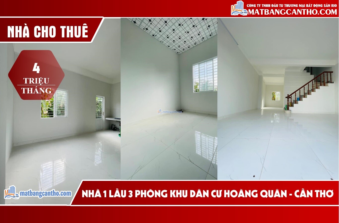 CHO THUÊ NHÀ TRỆT LẦU KDC HOÀNG  QUÂN – CÁI RĂNG – CẦN THƠ